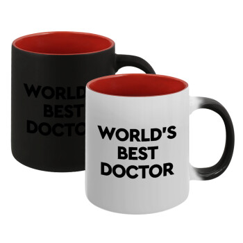 World's Best Doctor, Κούπα Μαγική εσωτερικό κόκκινο, κεραμική, 330ml που αλλάζει χρώμα με το ζεστό ρόφημα