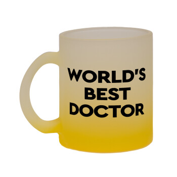 World's Best Doctor, Κούπα γυάλινη δίχρωμη με βάση το κίτρινο ματ, 330ml