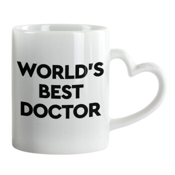 World's Best Doctor, Κούπα καρδιά χερούλι λευκή, κεραμική, 330ml
