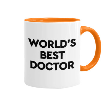 World's Best Doctor, Κούπα χρωματιστή πορτοκαλί, κεραμική, 330ml
