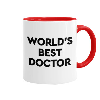 World's Best Doctor, Κούπα χρωματιστή κόκκινη, κεραμική, 330ml