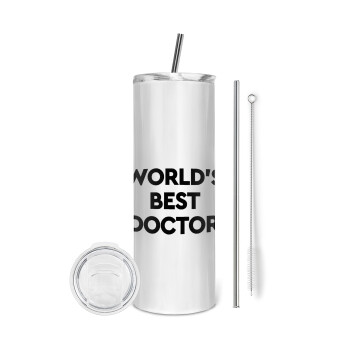 World's Best Doctor, Eco friendly stainless steel tumbler 600ml, with metal straw & cleaning brush