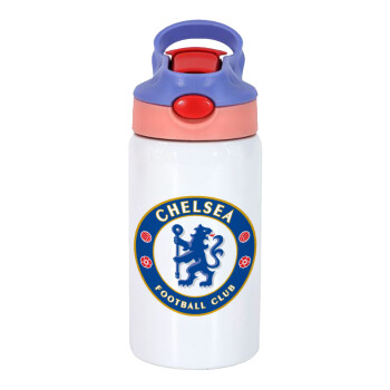 FC Chelsea, Παιδικό παγούρι θερμό, ανοξείδωτο, με καλαμάκι ασφαλείας, ροζ/μωβ (350ml)