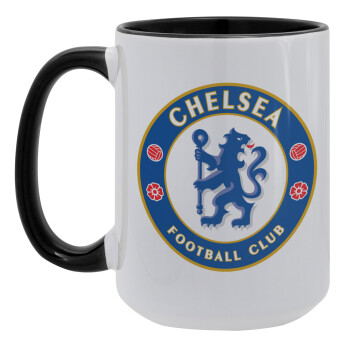 FC Chelsea, Κούπα Mega 15oz, κεραμική Μαύρη, 450ml