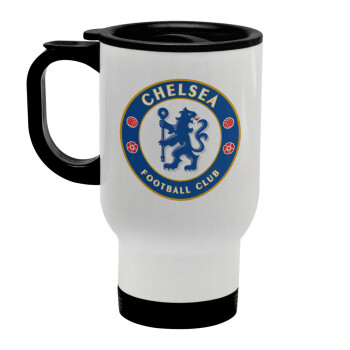 FC Chelsea, Stainless steel travel mug with lid, double wall white 450ml