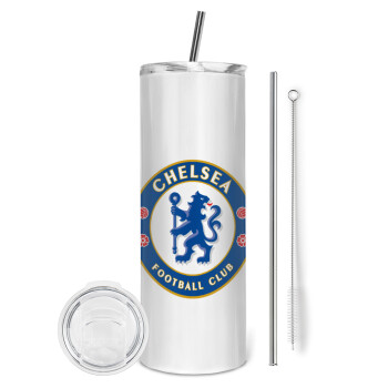 FC Chelsea, Eco friendly stainless steel tumbler 600ml, with metal straw & cleaning brush
