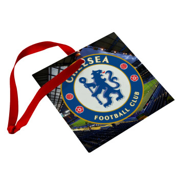 FC Chelsea, Christmas ornament, glass square ornament 9x9cm