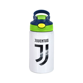 FC Juventus, Children's hot water bottle, stainless steel, with safety straw, green, blue (350ml)