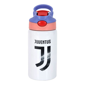 FC Juventus, Παιδικό παγούρι θερμό, ανοξείδωτο, με καλαμάκι ασφαλείας, ροζ/μωβ (350ml)