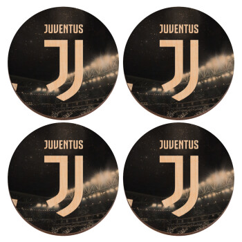 FC Juventus, ΣΕΤ x4 Σουβέρ ξύλινα στρογγυλά plywood (9cm)