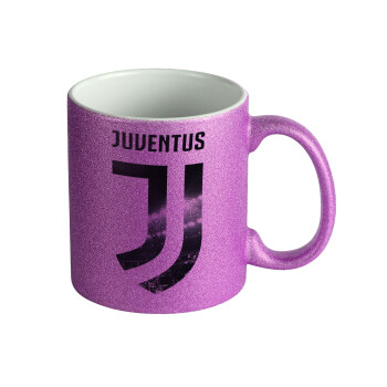 FC Juventus, Κούπα Μωβ Glitter που γυαλίζει, κεραμική, 330ml
