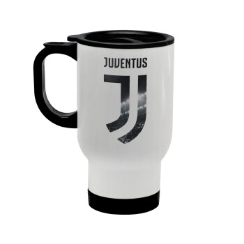 FC Juventus, Κούπα ταξιδιού ανοξείδωτη με καπάκι, διπλού τοιχώματος (θερμό) λευκή 450ml