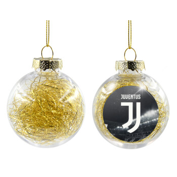 FC Juventus, Transparent Christmas tree ball ornament with gold filling 8cm