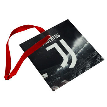 FC Juventus, Christmas ornament, glass square ornament 9x9cm