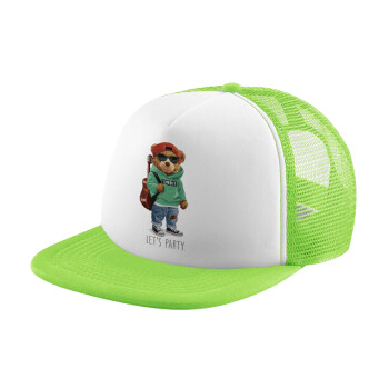 Let's Party Bear, Adult Soft Trucker Hat with Mesh GREEN/WHITE (POLYESTER, ADULT, ONE SIZE)