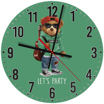 Let's Party Bear, Ρολόι τοίχου ξύλινο (30cm)