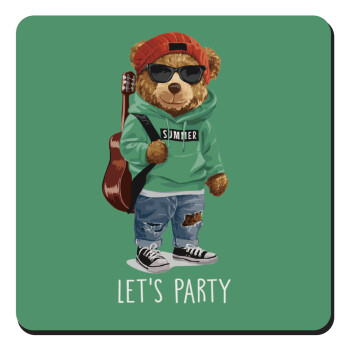 Let's Party Bear, Τετράγωνο μαγνητάκι ξύλινο 9x9cm