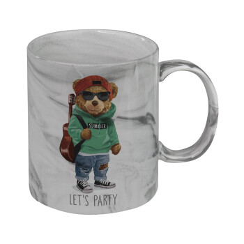 Let's Party Bear, Mug ceramic marble style, 330ml