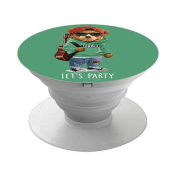 Let's Party Bear, Phone Holders Stand  White Hand-held Mobile Phone Holder