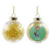 Transparent Christmas tree ball ornament with gold filling 8cm