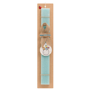 Little prince, Easter Set, wooden keychain & aromatic flat Easter candle (30cm) (TURQUOISE)