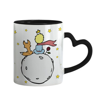 Little prince, Mug heart black handle, ceramic, 330ml