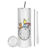 Tumbler stainless steel 600ml, with metal straw & cleaning brush