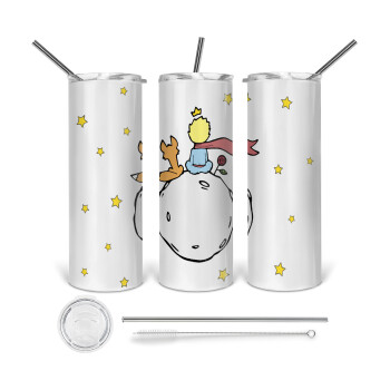 Little prince, Tumbler ποτήρι θερμό από ανοξείδωτο ατσάλι 600ml, με μεταλλικό καλαμάκι & βούρτσα καθαρισμού