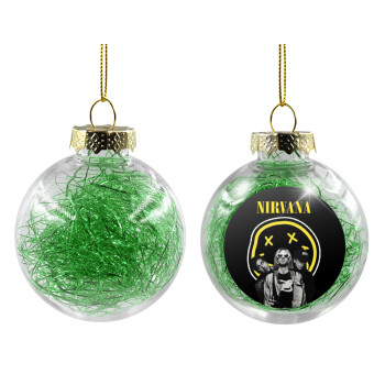 Nirvana, Transparent Christmas tree ball ornament with green filling 8cm