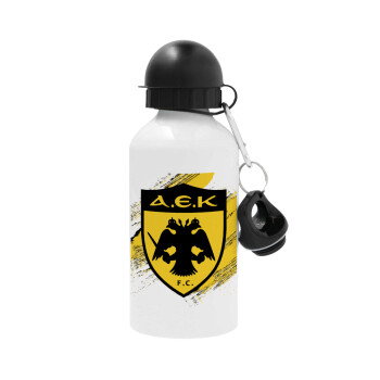 FC Α.Ε.Κ., Metal water bottle, White, aluminum 500ml