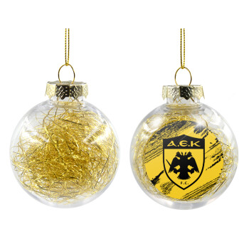 FC Α.Ε.Κ., Χριστουγεννιάτικη μπάλα δένδρου διάφανη με χρυσό γέμισμα 8cm