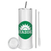 Eco friendly ποτήρι θερμό (tumbler) από ανοξείδωτο ατσάλι 600ml, με μεταλλικό καλαμάκι & βούρτσα καθαρισμού