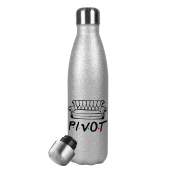 Friends Pivot, Metallic Glitter Silver Thermos Flask (Stainless steel), double-walled, 500ml