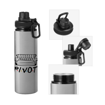 Friends Pivot, Metallic water bottle with safety cap, 850ml aluminum