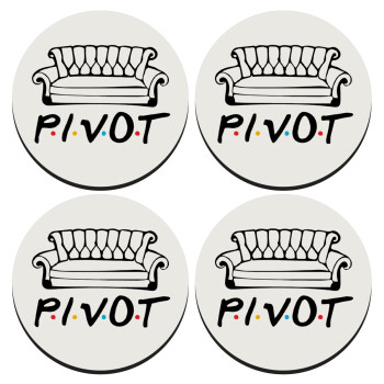 Friends Pivot, SET of 4 round wooden coasters (9cm)