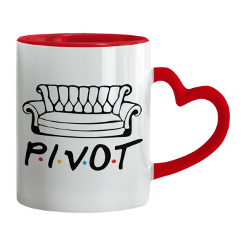 Friends Pivot, Mug heart red handle, ceramic, 330ml