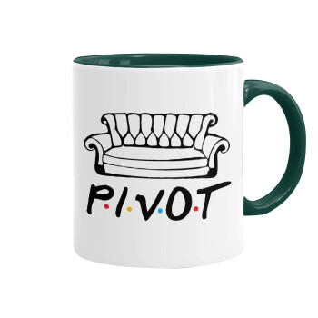 Friends Pivot, Κούπα χρωματιστή πράσινη, κεραμική, 330ml