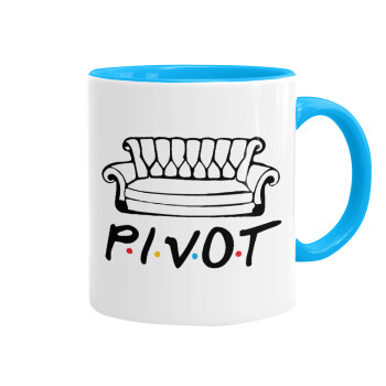 Friends Pivot, Κούπα χρωματιστή γαλάζια, κεραμική, 330ml