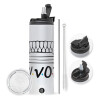 Travel Tumbler 2 Lids, with metal straw & cleaning brush (Stainless steel 304 Food grade, BPA free, 600ml)