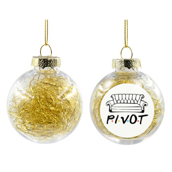 Friends Pivot, Transparent Christmas tree ball ornament with gold filling 8cm