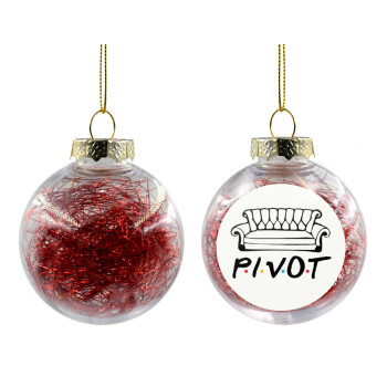 Friends Pivot, Transparent Christmas tree ball ornament with red filling 8cm