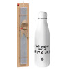 Easter Set, metallic Inox water bottle (700ml) & Easter scented flat candle (30cm) (GRAY)