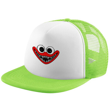 Huggy wuggy, Child's Soft Trucker Hat with Green/White Mesh (POLYESTER, CHILDREN'S, ONE SIZE)