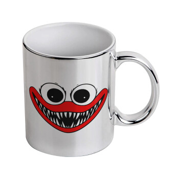 Huggy wuggy, Mug ceramic, silver mirror, 330ml