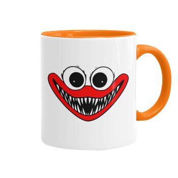 Huggy wuggy, Mug colored orange, ceramic, 330ml