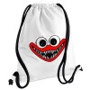 Backpack pouch GYMBAG white, with pocket (40x48cm) & thick cords