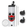 Travel Tumbler 2 Lids, with metal straw & cleaning brush (Stainless steel 304 Food grade, BPA free, 600ml)