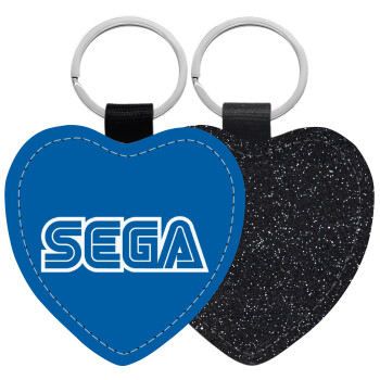 SEGA, Μπρελόκ PU δερμάτινο glitter καρδιά ΜΑΥΡΟ