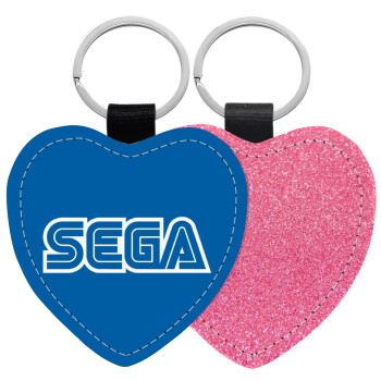 SEGA, Μπρελόκ PU δερμάτινο glitter καρδιά ΡΟΖ