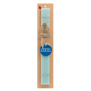 SEGA, Easter Set, wooden keychain & aromatic flat Easter candle (30cm) (TURQUOISE)